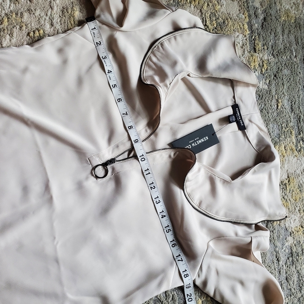 Kenneth Cole Blouse With Zip Flounce in Eggshell - Picture 7 of 14